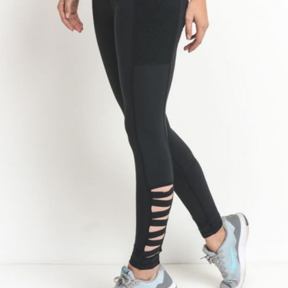 Highwaist Zig Zag Straps Pocket Leggings
